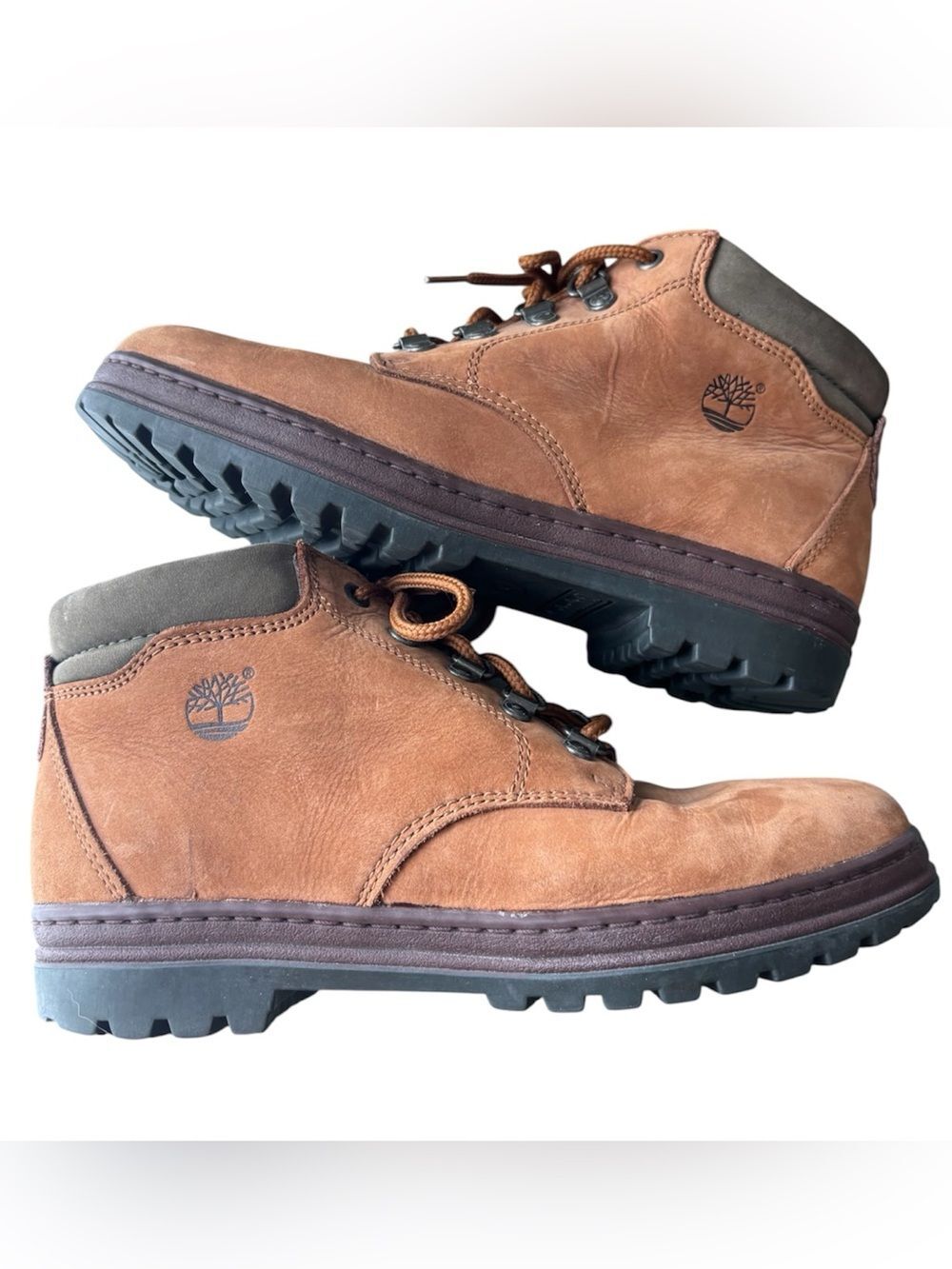 Size 8 Vintage 90s 90’s Timberland Brown Leather Chukka Ankle Boots Green Sole